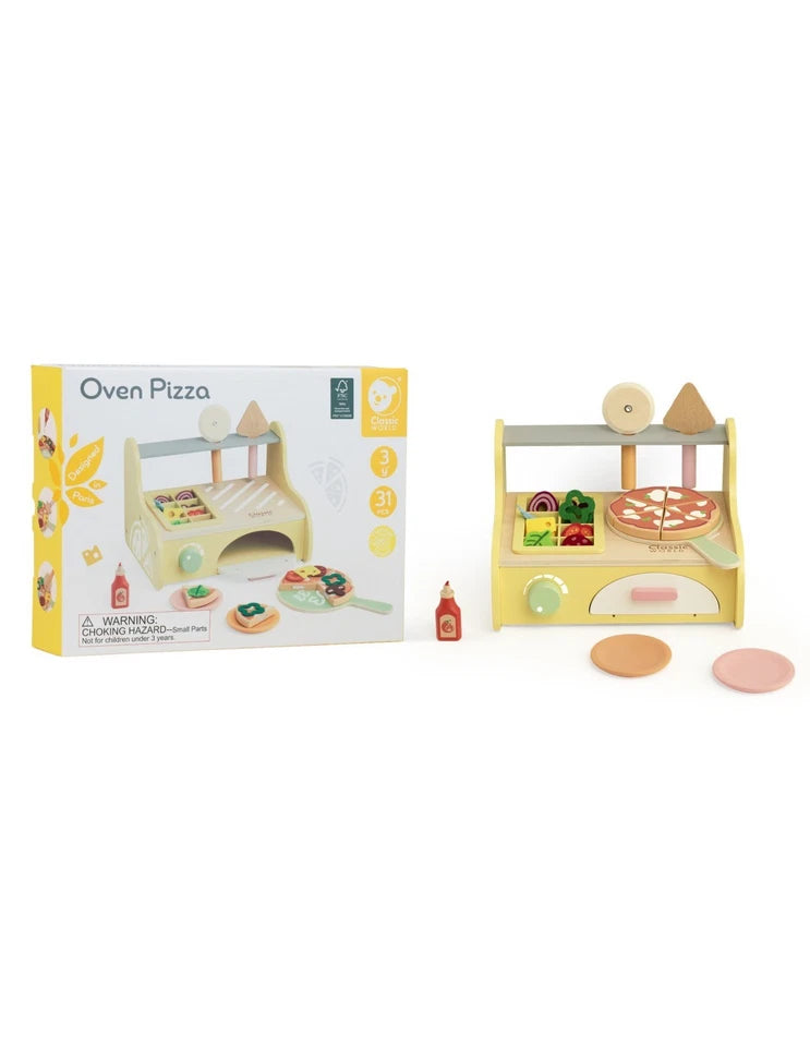 forno della pizza giocattolo in legno cibo e accessori gioco cucina chef pizza