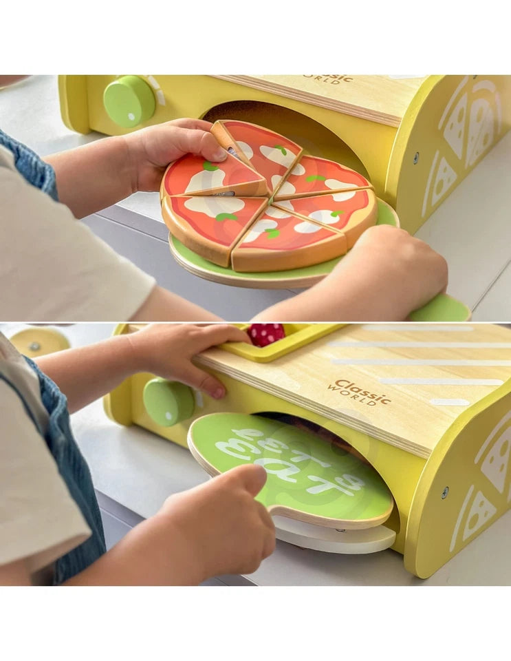 forno della pizza giocattolo in legno cibo e accessori gioco cucina chef pizza