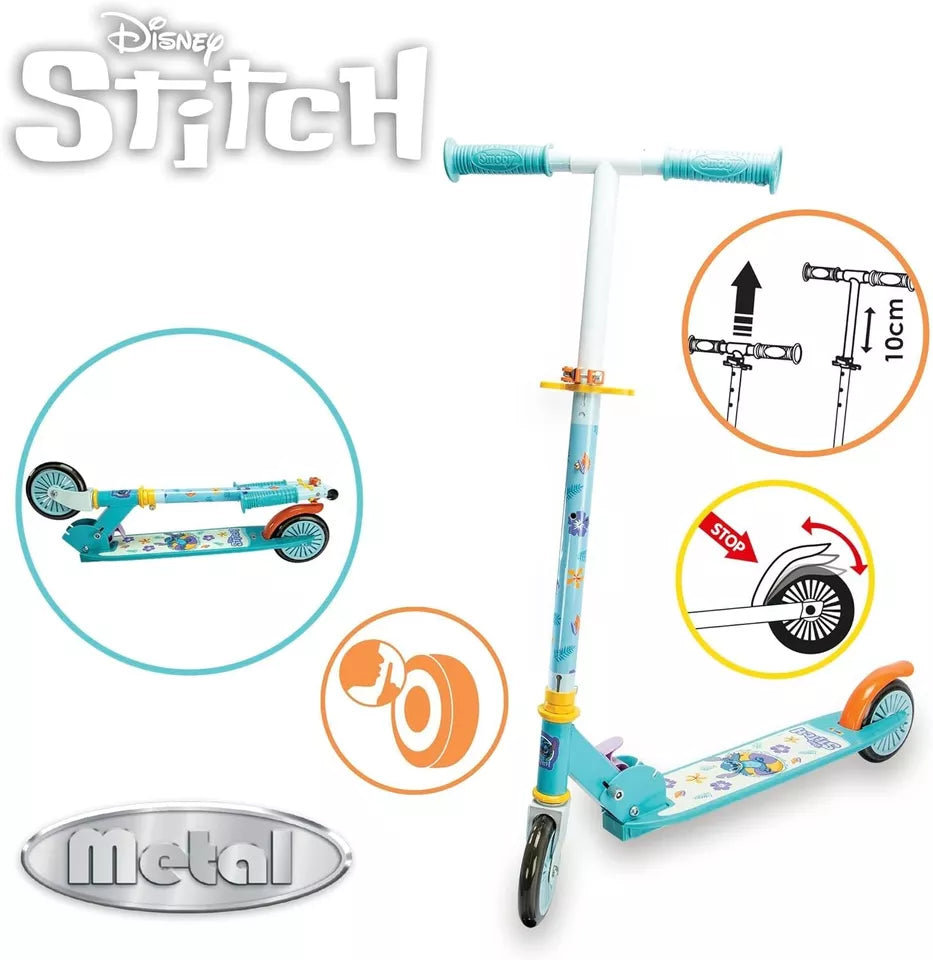monopattino bambini 2 ruote monopattino Stitch con manubrio regolabile metallo