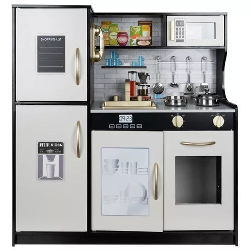 CUCINA IN LEGNO PER BAMBINI GRANDE con FRIGO FORNO ACCESSORI LUCI