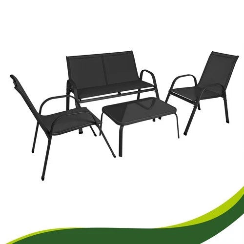 SET mobili TERRAZZO DA GIARDINO 4 POSTI sedie tavolo panca divano in acciaio