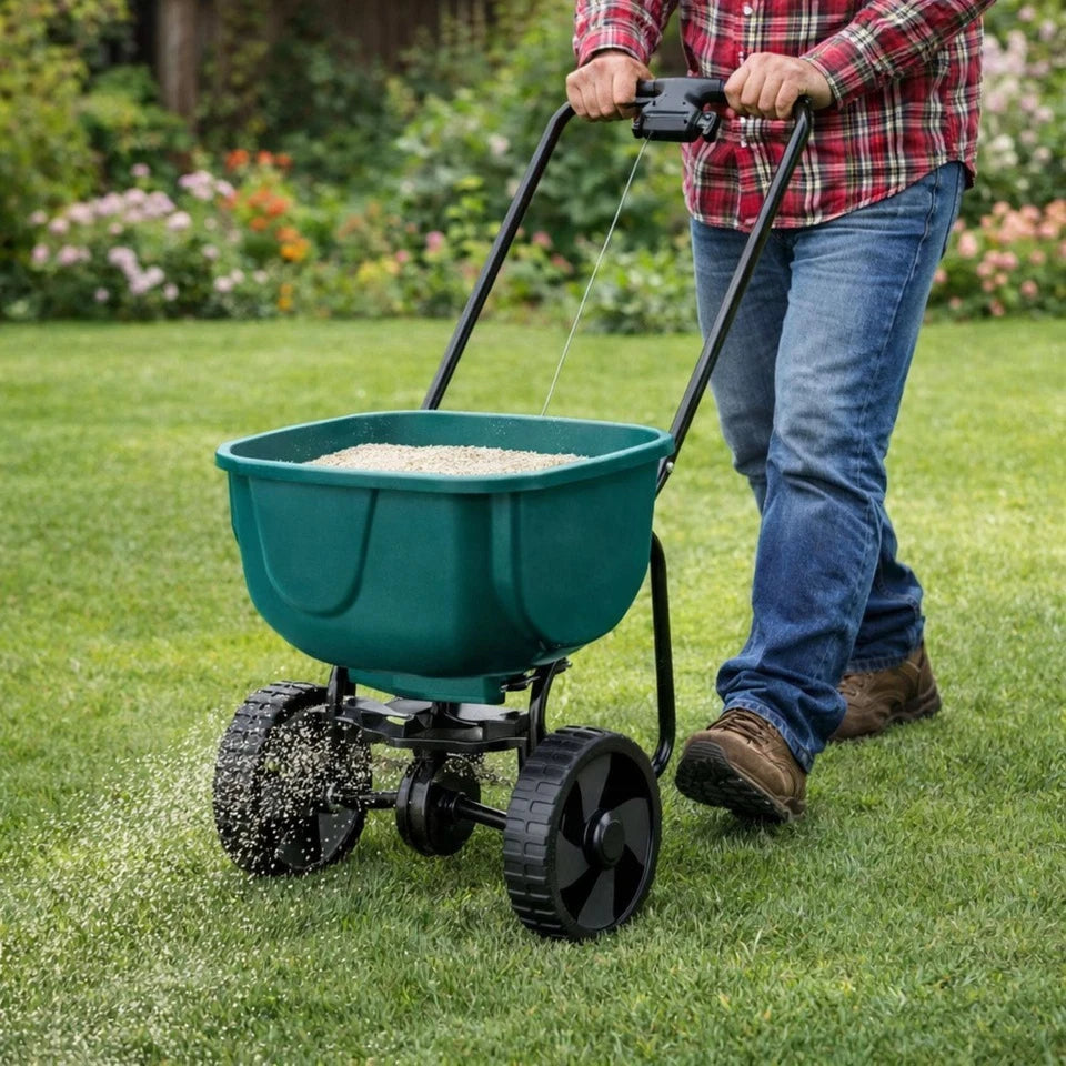seminatrice manuale rotativa per FERTILIZZAZIONE di SEMI, SALE E SABBIA 27 litri