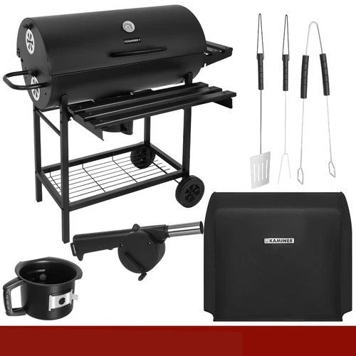 bbq barbecue xxl a carbone carbonella + accessori , soffiatore, copertura, termometro griglie