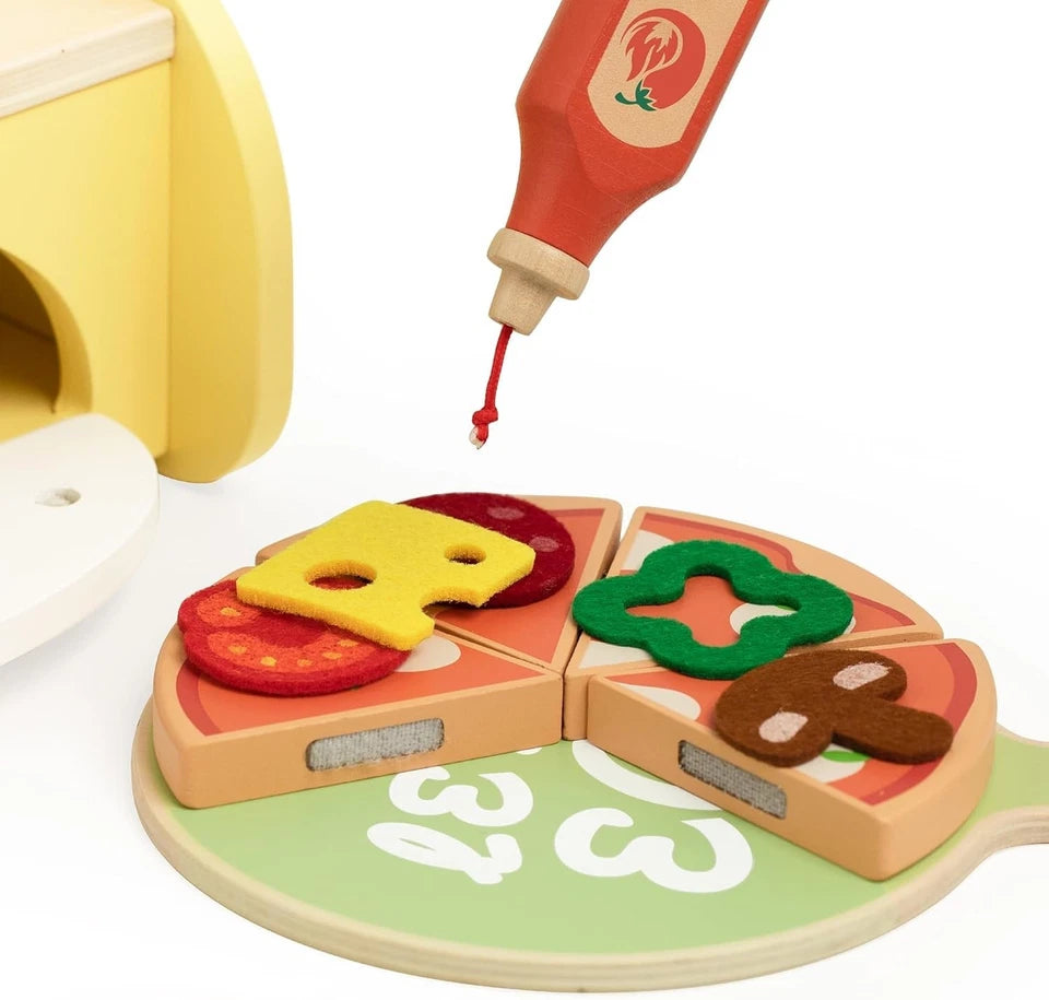 forno della pizza giocattolo in legno cibo e accessori gioco cucina chef pizza