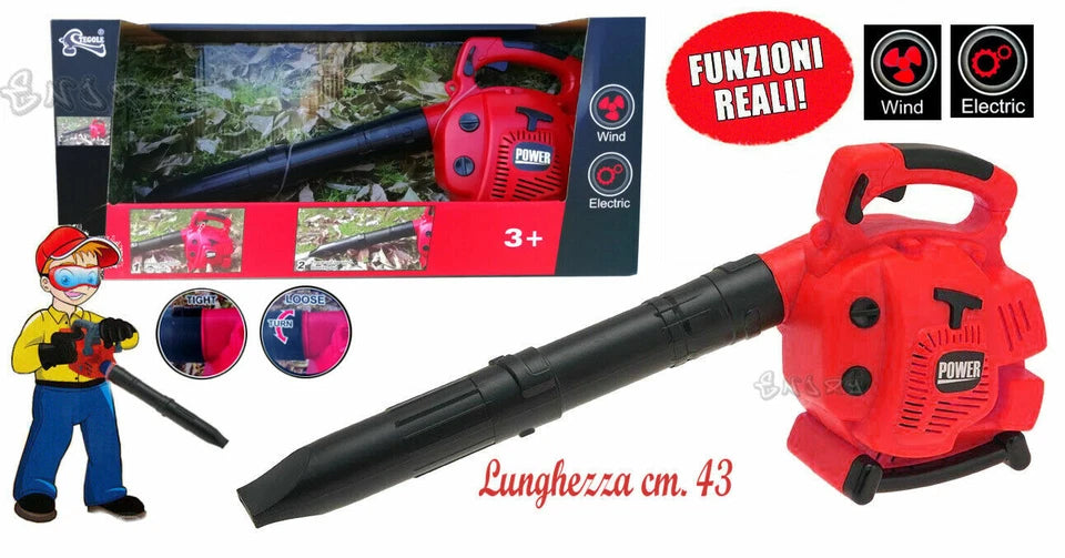 Motosega Soffiatore Foglie Giocattolo con Luci Suoni Funzioni Reali Gioco