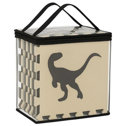 TAPPETO PUZZLE DINOSAURI GRANDE IN GOMMA PER BAMBINI SET 25 PEZZI TOT CM.106X106