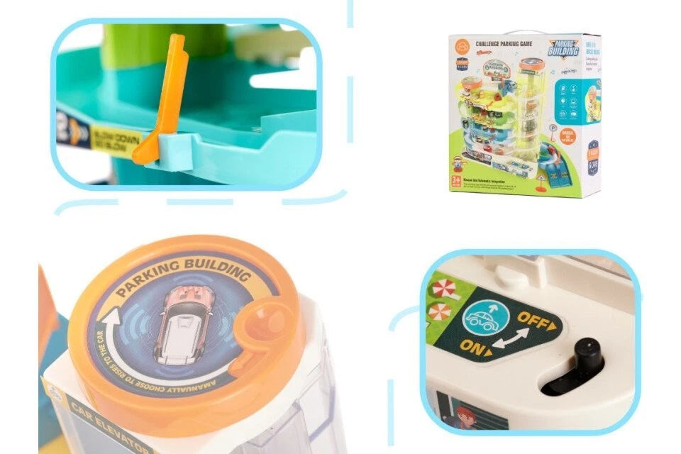 Grande Garage 4 piani set gioco garage pista macchine per bambini con 6 veicoli