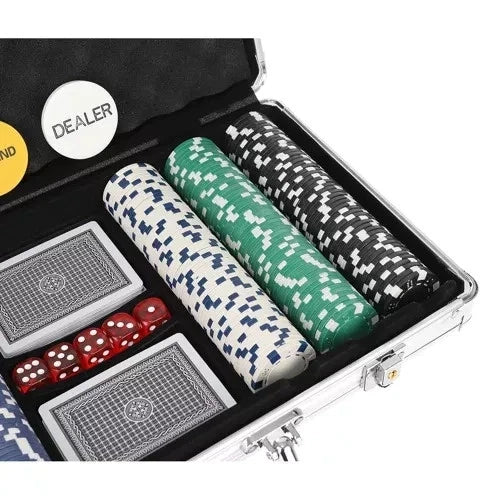 Texas Holdem - Set da poker con valigetta da poker in alluminio 2 mazzi di carte