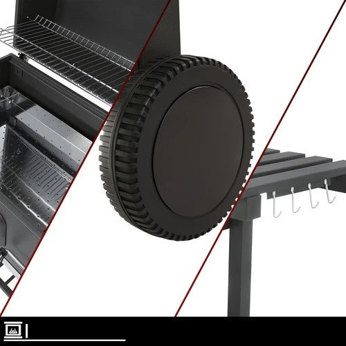 bbq barbecue carbone carbonella griglia ghisa + coperchio soffiatore accessori