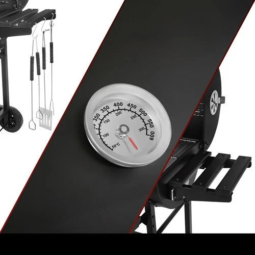 bbq barbecue xxl a carbone carbonella + accessori , soffiatore, copertura, termometro griglie