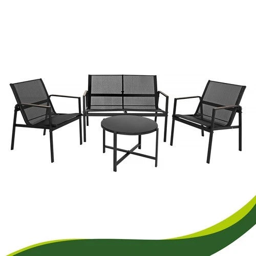SET DA GIARDINO TERRAZZO 4 POSTI sedie tavolo panca divano in acciaio