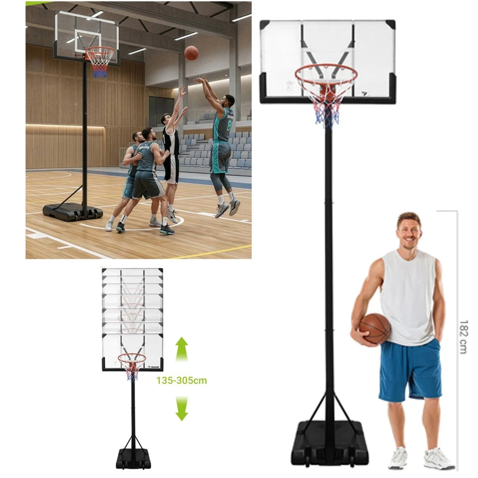 canestro da basket con piantana altezza regolabile max 305 cm anello regolamentare 45 cm