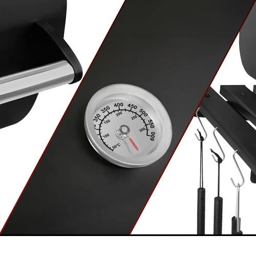 barbecue a carbonella bbq da giardino + accessori e soffiatore con termometro