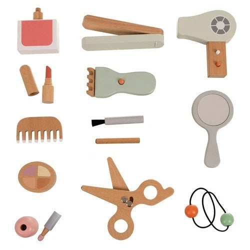 set bellezza gioco in legno set trucchi e capelli per bambine giocattolo in legno