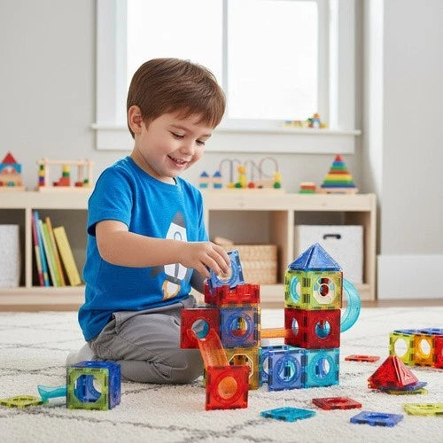 Costruzioni Magnetiche per Bambini 3 4 5 6 Anni, pista luminosa per biglie gioco