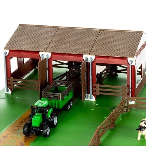 fattoria giocattolo con trattori animali alberi recinto stalla set costruzioni