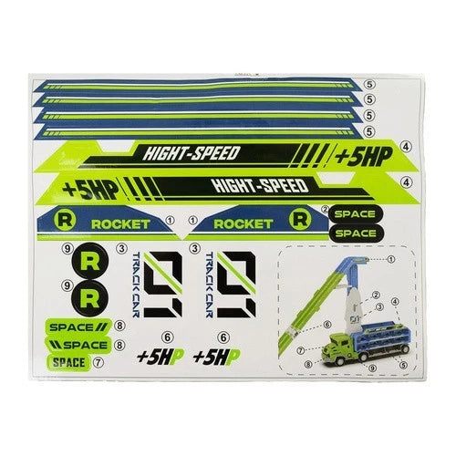 Camion giocattolo bambini con 6 auto in metallo a retrocarica pista garage gioco