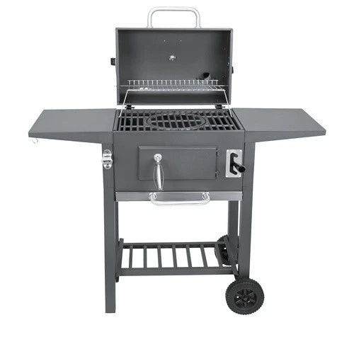 bbq barbecue a carbone carbonella griglie in ghisa + coperchio, termometro, soffiatore e tanti accessori