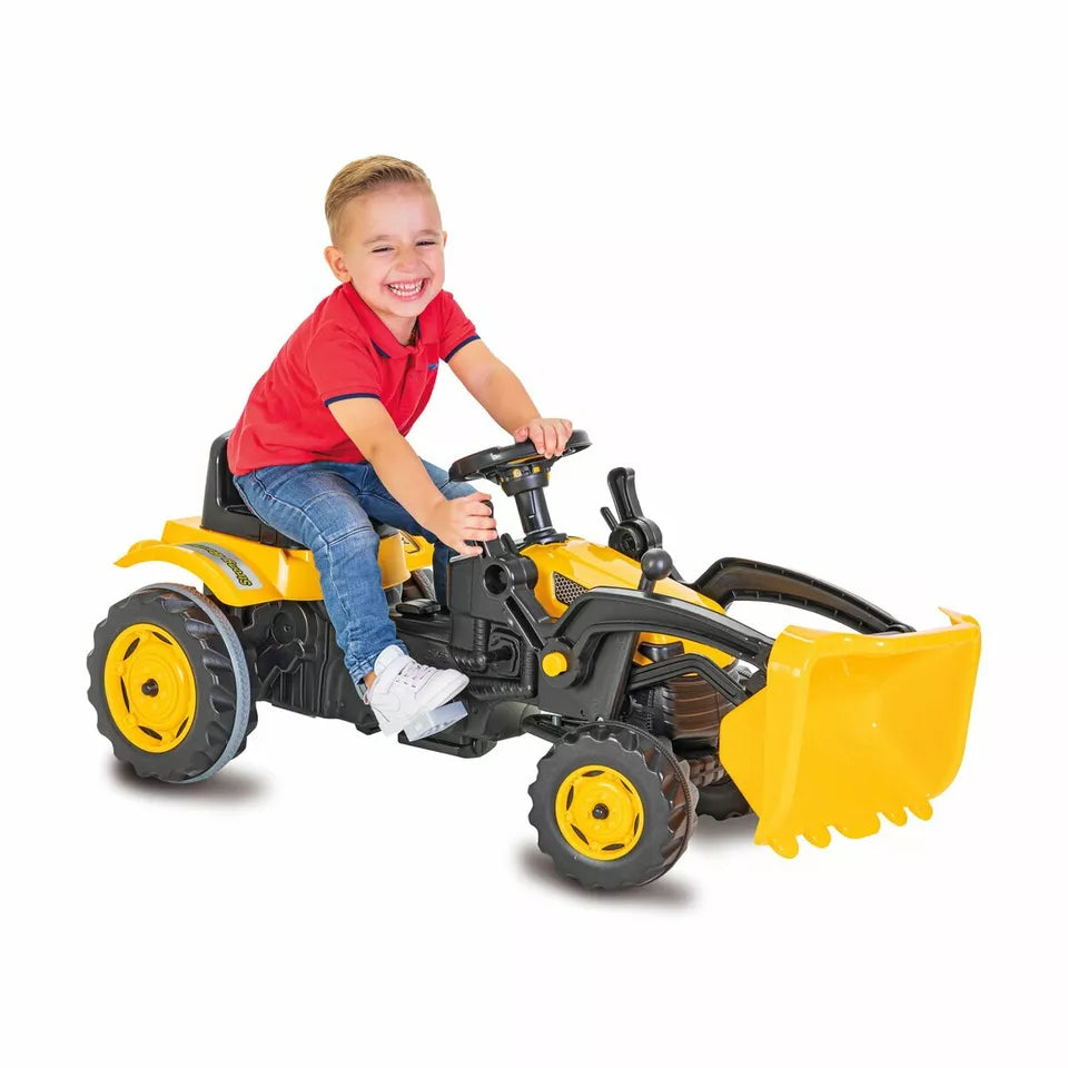 Trattore a pedali per bambini con escavatore sedile regolabile grande 125x51x51