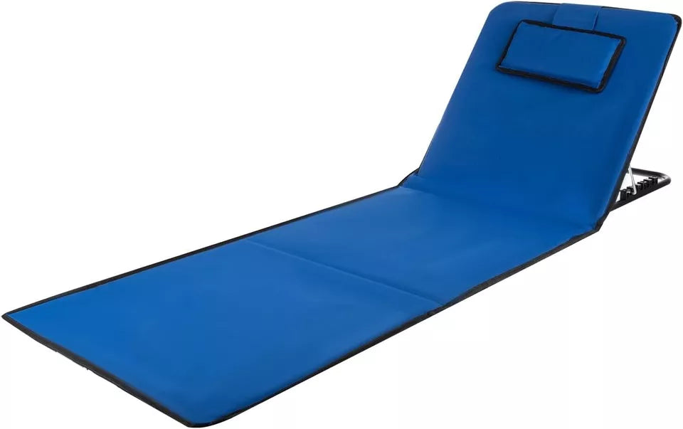 Sedia da spiaggia sdraio giardino telo schienale regolabile pieghevole cuscino