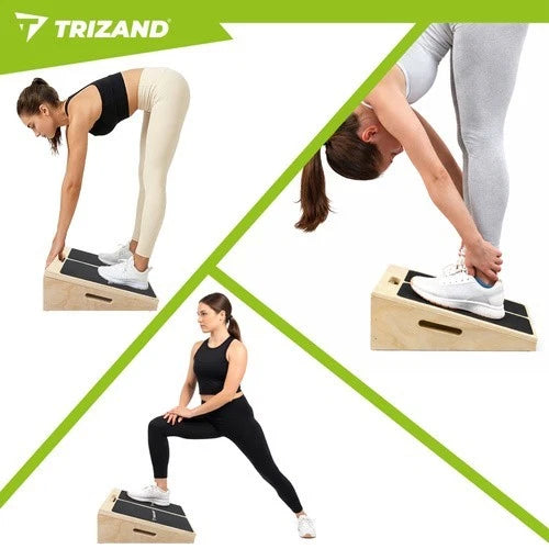 Tavola Inclinata Regolabile in Legno Pedana Fitness Stretching, Squat, Polpacci