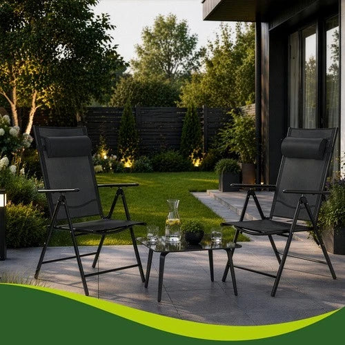 2 sedie da giardino reclinabili set 2 sedie pieghevole prendisole + poggiatesta
