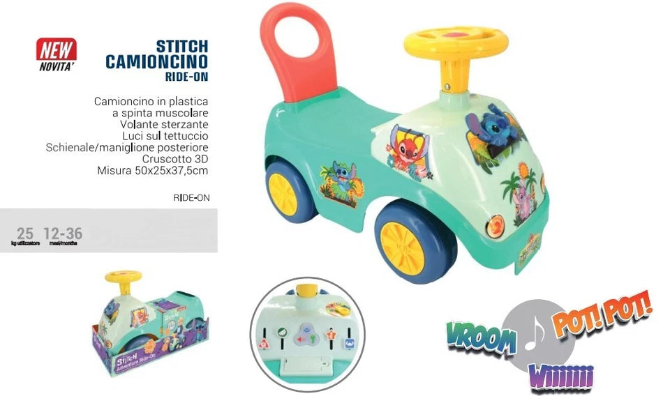 Auto a spinta ride on Lilo & Stitch disney  cavalcabile bambini con luci suoni