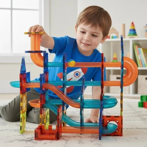 Costruzioni Magnetiche per Bambini 3 4 5 6 Anni, Giochi Bambini pista biglie
