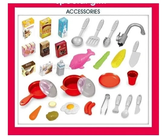 Cucina Giocattolo per Bambini Grande con Acqua luci Suoni e Accessori h. 84 cm