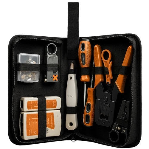 Kit tester cavo rete LAN RJ45 RJ11 pinza crimpatrice plug ethernet custodia