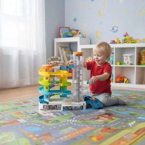 Grande Garage 4 piani set gioco garage pista macchine per bambini con 6 veicoli