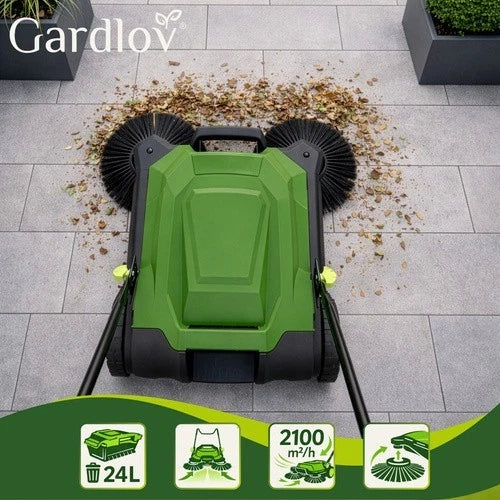 Raccoglitore di foglie e erba raccoglifoglie 24 litri a spazzole maneggevole