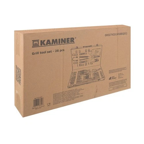 Set Accessori Barbecue 26 Pezzi in Acciaio inox- Valigetta Portatile Kit griglia