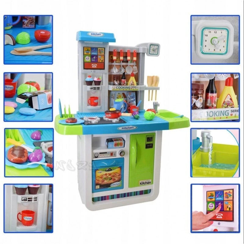 Cucina Giocattolo GRANDE per bambini Suoni Luci Acqua Accessori Inclusi h 98 cm