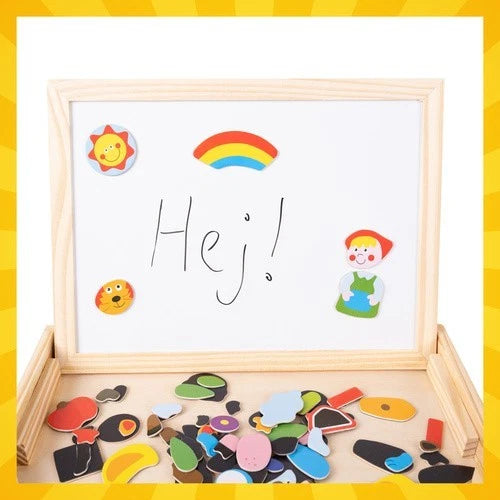 lavagna per bambini magnetica IN LEGNO bifacciale gessetti pennarelli accessori