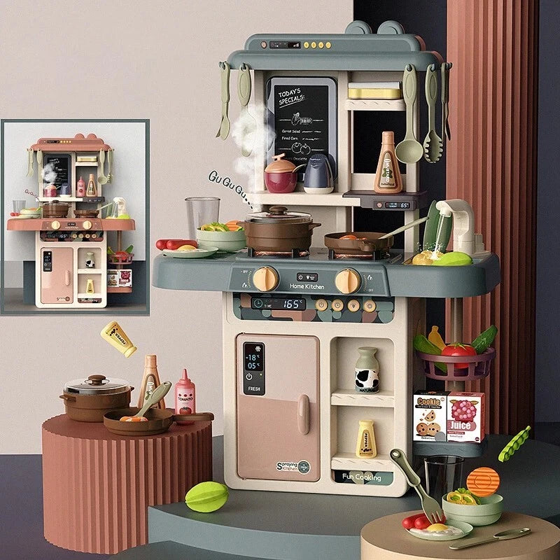 Cucina Giocattolo per bambini con vapore acqua Suoni Luci  e Accessori Inclusi