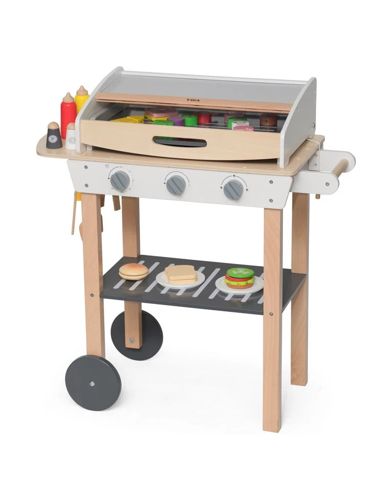 barbecue giocattolo in legno set bbq gioco con cibo e accessori per bambini